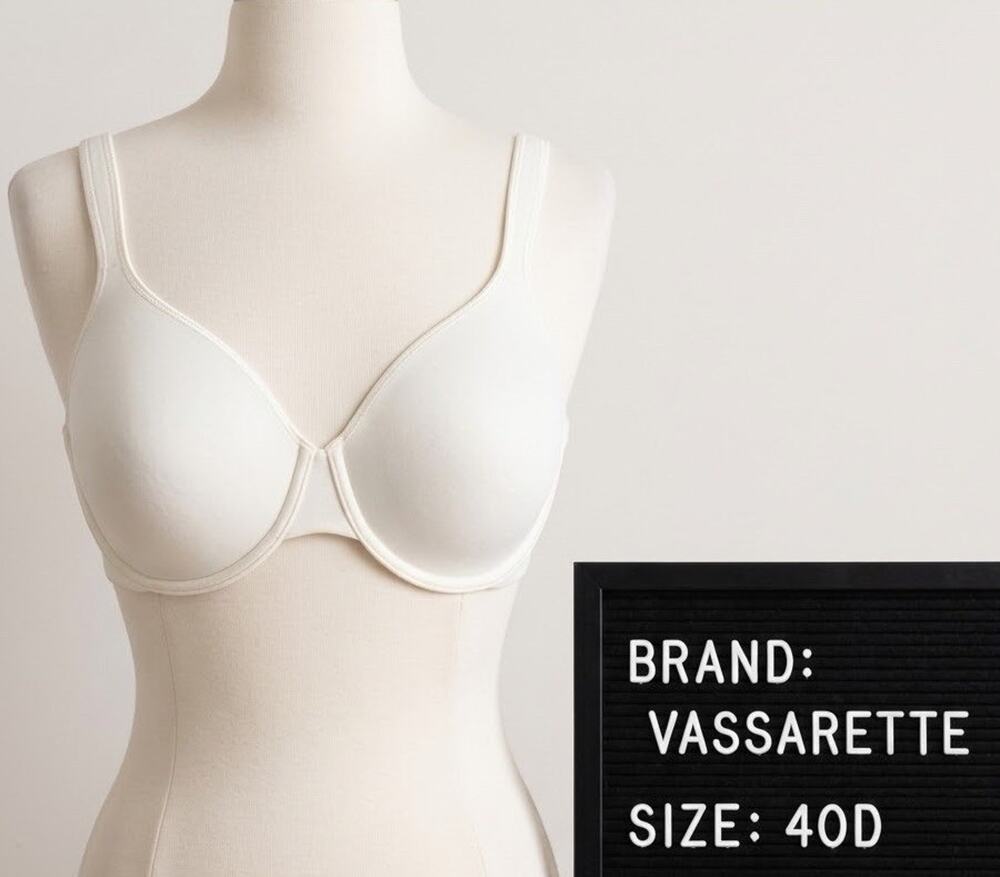 Vassarette Underwire T-Shirt Bra 40D White Smooth Molded Cups 75-818